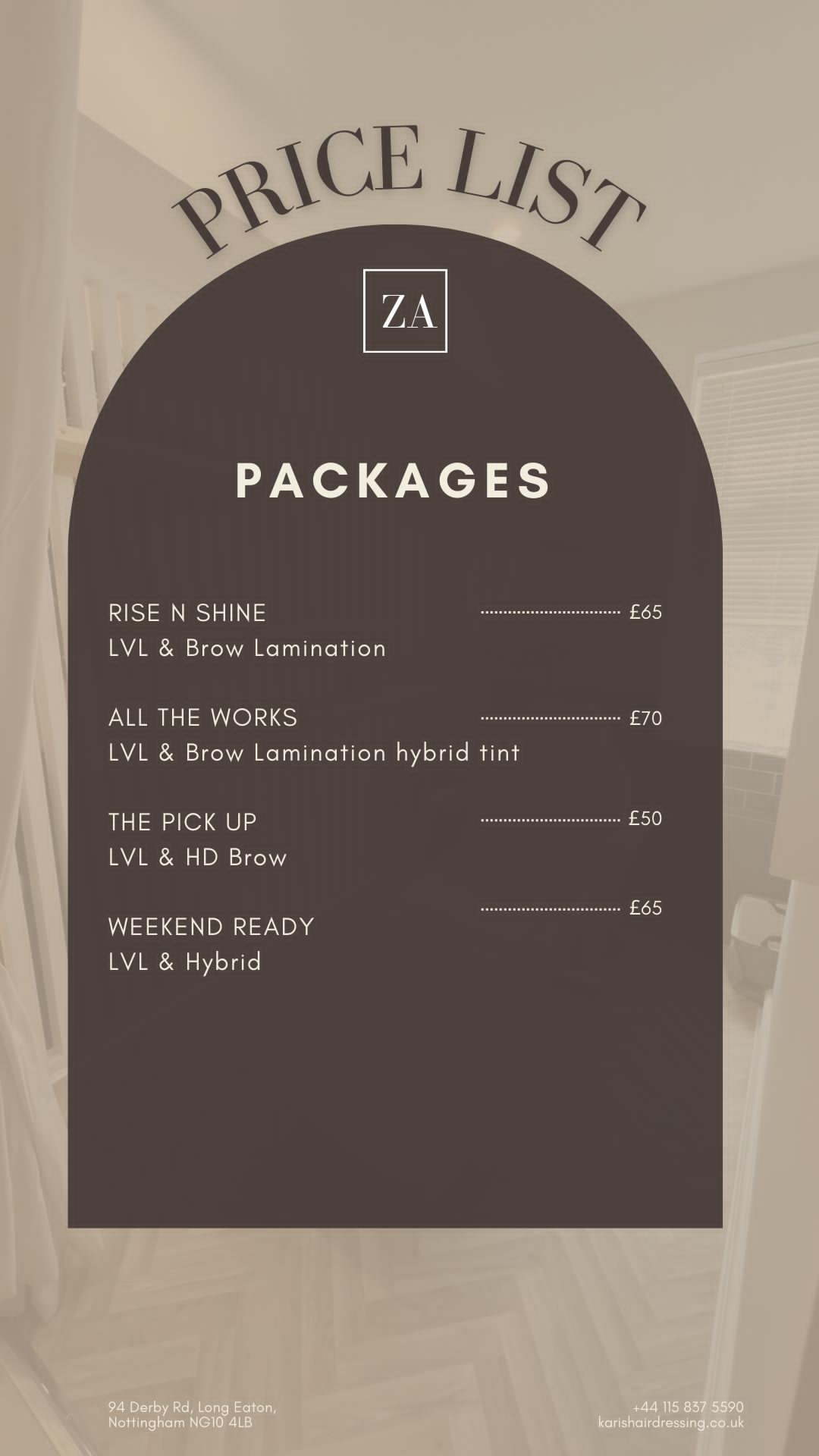 Beauty Price List2 Luxuxry hairdressers